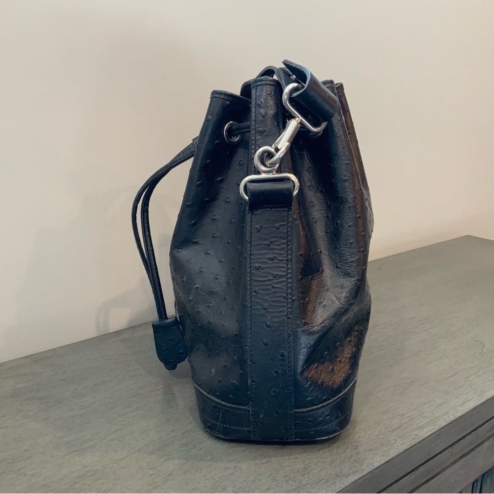 Black Leather Bucket Bag